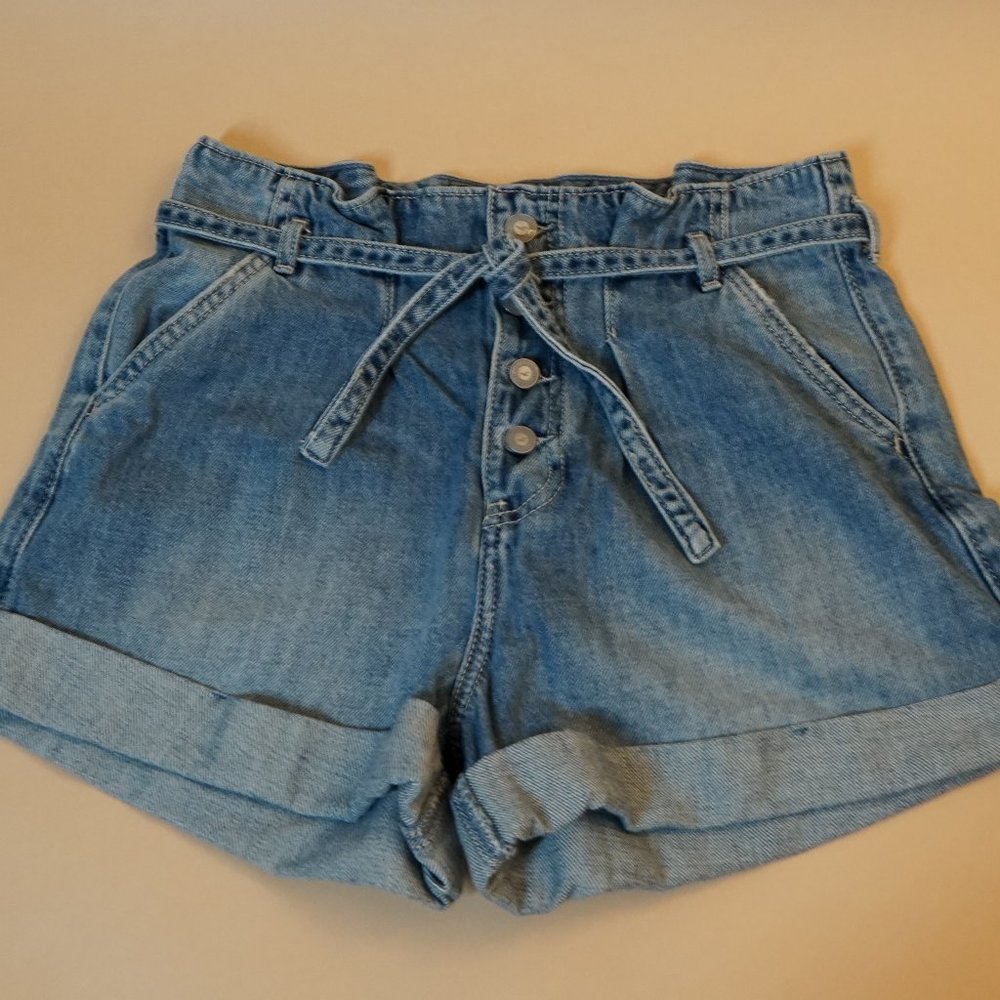 High Waist Mom Jean Denim Shorts with Tie